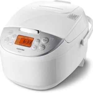 Weekly Specials RM19.90:Toshiba Rice Cooker 6 Cup Uncooked – Japanese Rice Cooker with Fuzzy Logic Technology, 7 Cooking Functions, Digital Display, 2 Delay Timers and Auto Keep Warm, Non-Stick Inner Pot, White