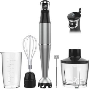 Limited time offer RM23.90:Immersion Blender Handheld Corded Hand Blenders Set 1100W, Trigger Variable Speed 5 in 1 Stick Emulsifier with Chopper, Whisk and Frother for Soup, Baby Food and Smoothies